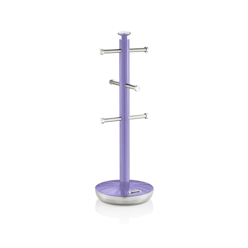 Swan Retro Towel Pole And Mug Tree Set Chrome Stainless Steel - Purple Secondary image