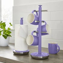 Swan Retro Towel Pole And Mug Tree Set Chrome Stainless Steel - Purple