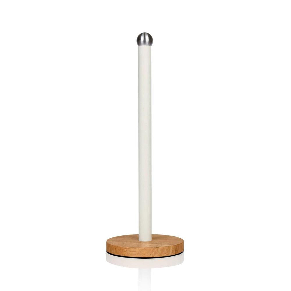 Swan Nordic Kitchen Roll Towel Pole With Bamboo Base - Cotton White Main image