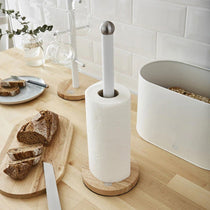 Swan Nordic Kitchen Roll Towel Pole With Bamboo Base - Cotton White