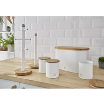 Swan Nordic Kitchen Roll Towel Pole With Bamboo Base - Cotton White