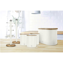 Swan Nordic Kitchen Roll Towel Pole With Bamboo Base - Cotton White