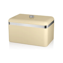 Swan Retro Bread Bin Metal Stainless Steel Chrome 18 Litre Storage Capacity - Cream