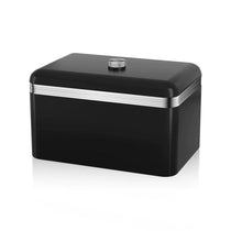 Swan Retro Bread Bin Metal Stainless Steel Chrome 18 Litre Storage Capacity - Black