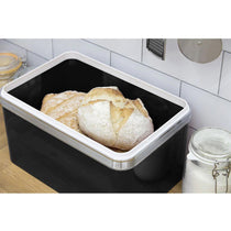 Swan Retro Bread Bin Metal Stainless Steel Chrome 18 Litre Storage Capacity - Black