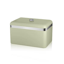 Swan Retro Bread Bin Metal Stainless Steel Chrome 18 Litre Storage Capacity - Green
