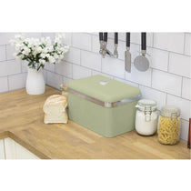 Swan Retro Bread Bin Metal Stainless Steel Chrome 18 Litre Storage Capacity - Green