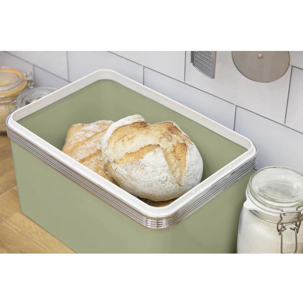 Swan Retro Bread Bin Metal Stainless Steel Chrome 18 Litre Storage Capacity - Green