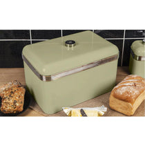 Swan Retro Bread Bin Metal Stainless Steel Chrome 18 Litre Storage Capacity - Green