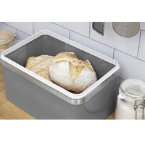 Swan Retro Bread Bin Metal Stainless Steel Chrome 18 Litre Storage Capacity - Grey
