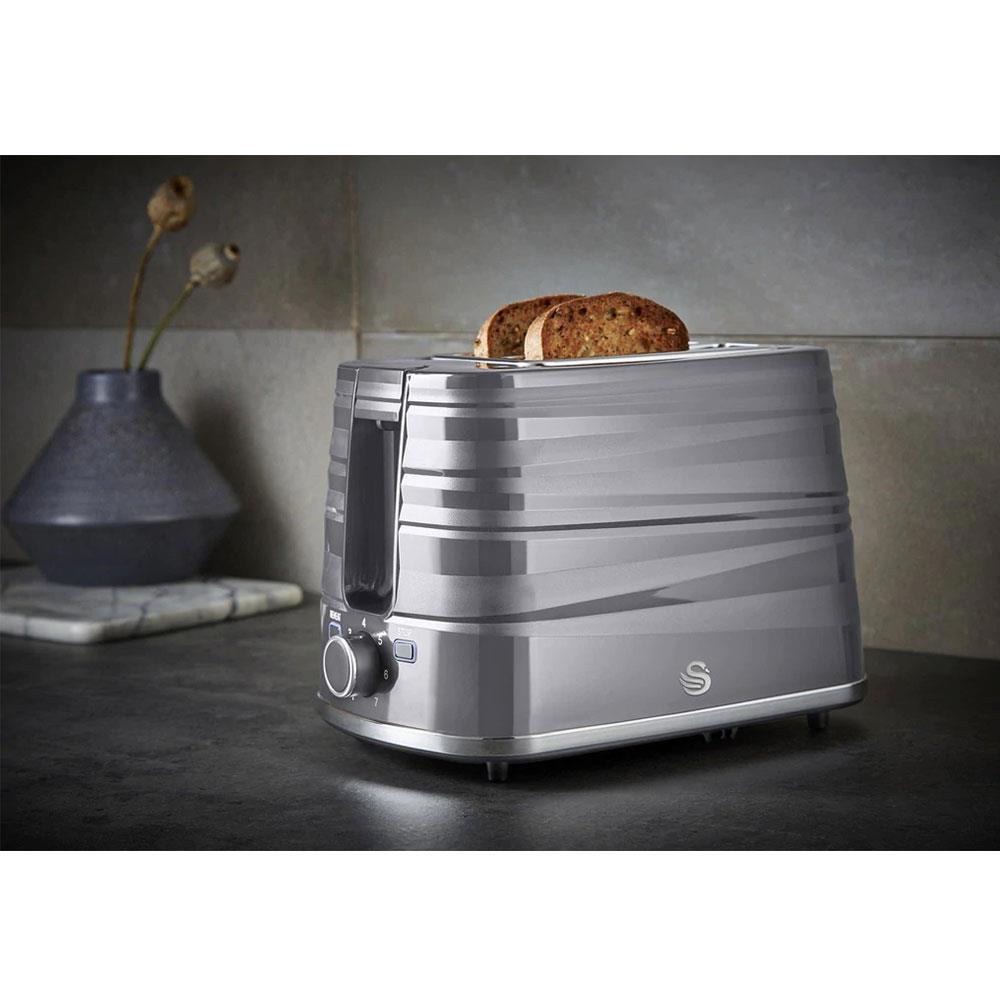 Swan Symphony 2 Slice Toaster Plastic High Gloss And Matt Finish 930 W - Grey
