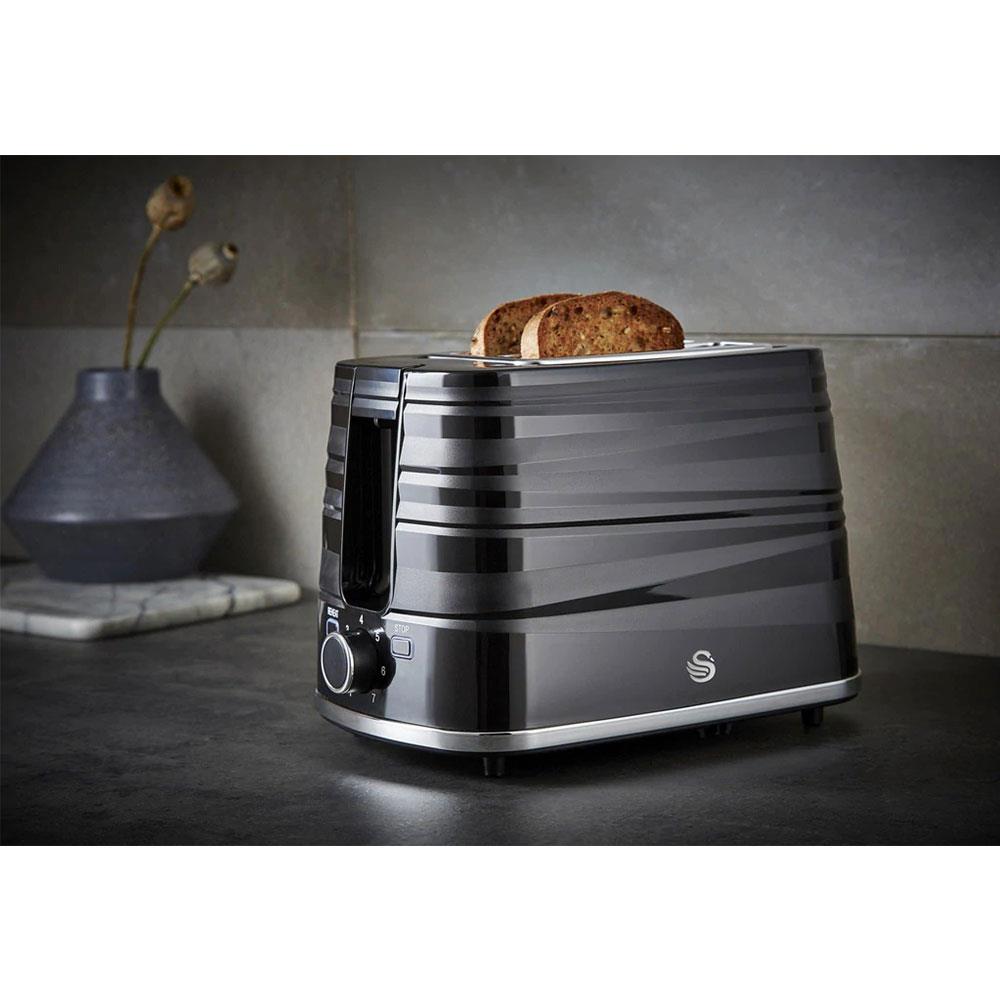 Swan Symphony 2 Slice Toaster Plastic High Gloss And Matt Finish 930 W - Black