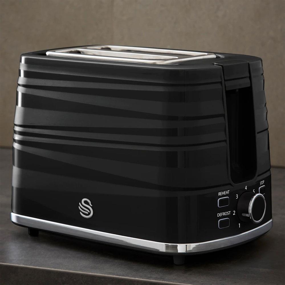 Swan Symphony 2 Slice Toaster Plastic High Gloss And Matt Finish 930 W - Black