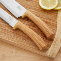 Swan Nordic 5 Piece Knife Block Soft Touch Wooden Effect With Bamboo Top - Slate Grey