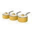 Swan Retro 3 Piece Saucepan Set With Glass Lids 16cm/18cm/20cm - Yellow