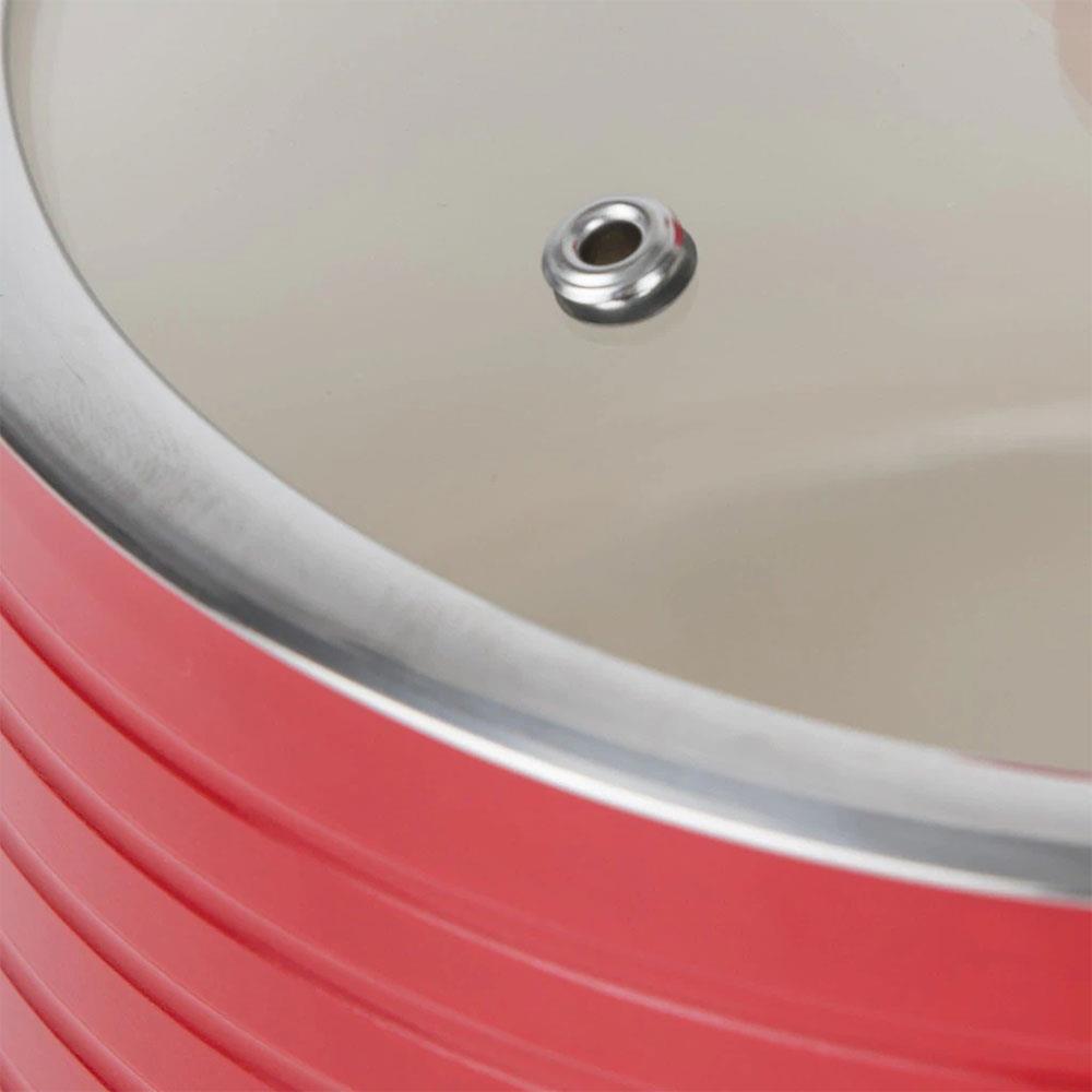 Swan Retro 3 Piece Saucepan Set With Glass Lids 16cm/18cm/20cm - Red