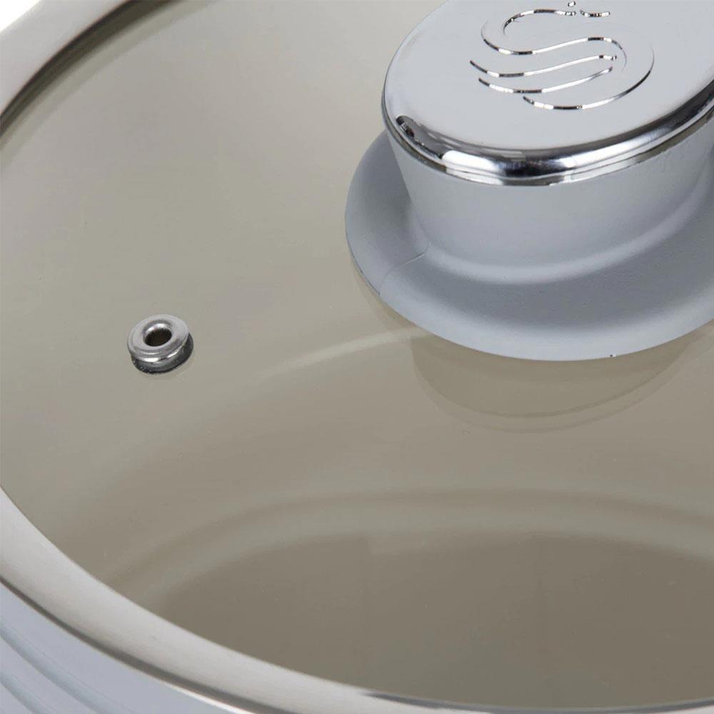 Swan Retro 3 Piece Saucepan Set With Glass Lids 16cm/18cm/20cm - Grey