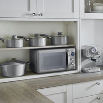 Swan Retro 3 Piece Saucepan Set With Glass Lids 16cm/18cm/20cm - Grey