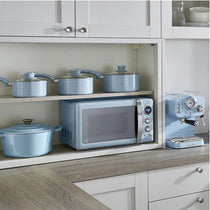 Swan Retro 3 Piece Saucepan Set With Glass Lids 16cm/18cm/20cm - Blue