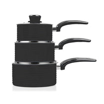 Swan Retro Non Stick Saucepans And Frying Pans 5 Piece Set With Glass Lid - Black