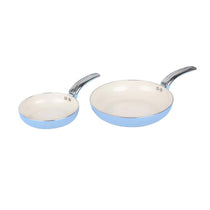 Swan Retro Non Stick Saucepans And Frying Pans 5 Piece Set With Glass Lid - Blue
