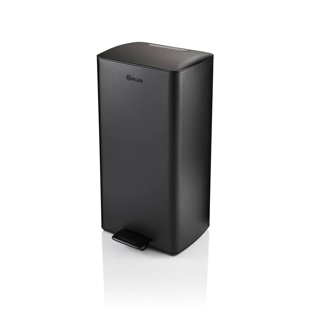 Swan Stealth Pedal Bin Iron Matt Finish Soft Closing Lid 30 Litre - Black Main image