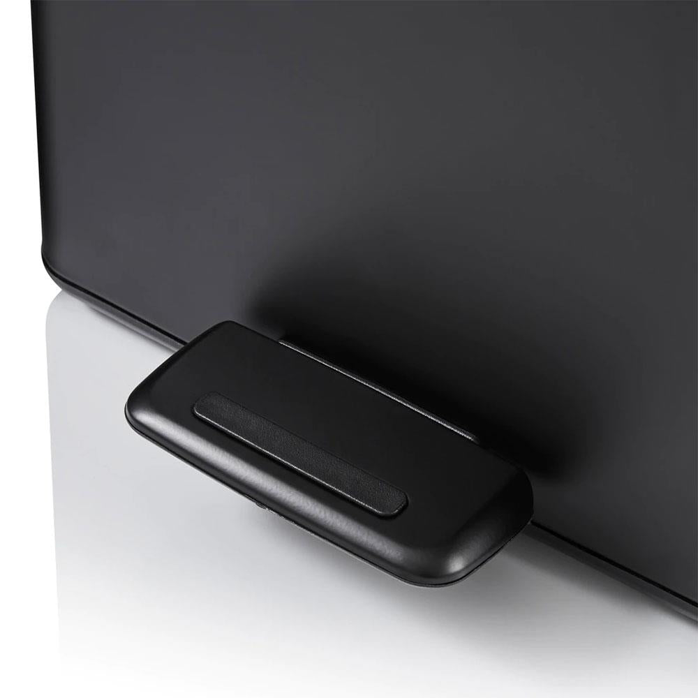Swan Stealth Pedal Bin Iron Matt Finish Soft Closing Lid 30 Litre - Black