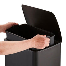 Swan Stealth Pedal Bin Iron Matt Finish Soft Closing Lid 30 Litre - Black