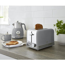 Swan Retro 2 Slice Toaster With Defrost Reheat And Cancel Functions Stainless Steel 815 W - Grey
