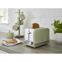 Swan Retro 2 Slice Toaster With Defrost Reheat And Cancel Functions Stainless Steel 815 W - Green