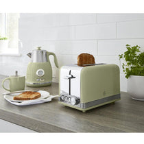 Swan Retro 2 Slice Toaster With Defrost Reheat And Cancel Functions Stainless Steel 815 W - Green