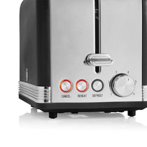 Swan Retro 2 Slice Toaster With Defrost Reheat And Cancel Functions Stainless Steel 815 W - Black
