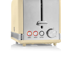 Swan Retro 2 Slice Toaster With Defrost Reheat And Cancel Functions Stainless Steel 815 W - Cream