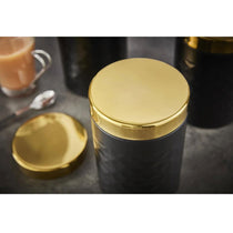 Swan Gatsby Tea Coffee Sugar Kitchen Canisters Carbon Steel And Gold Lid Set of 3 - Black