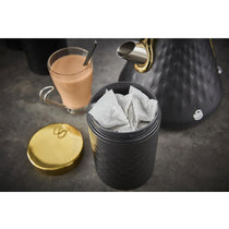Swan Gatsby Tea Coffee Sugar Kitchen Canisters Carbon Steel And Gold Lid Set of 3 - Black
