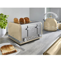 Swan Retro 4 Slice Toaster With Defrost Cancel And Reheat Functions 1600 W - Cream