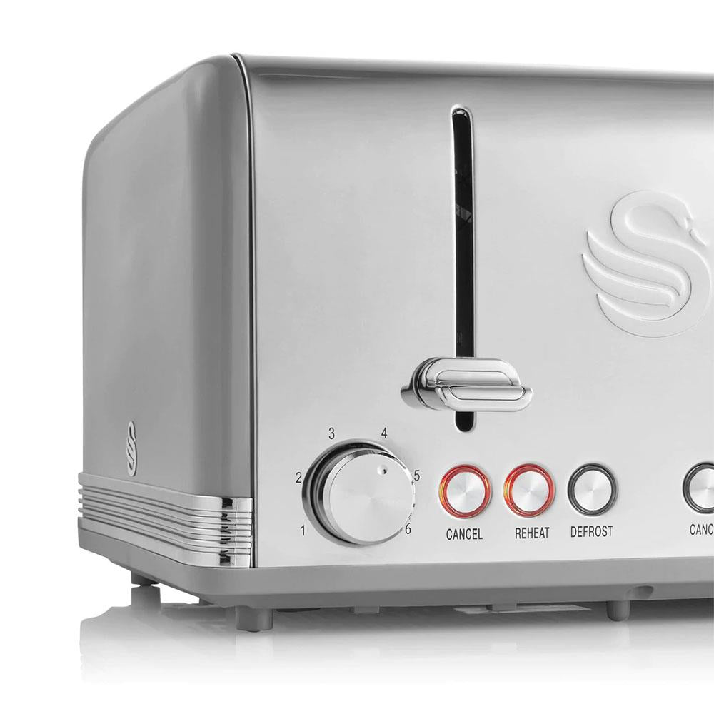 Swan Retro 4 Slice Toaster With Defrost Cancel And Reheat Functions 1600 W - Grey Secondary image