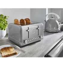 Swan Retro 4 Slice Toaster With Defrost Cancel And Reheat Functions 1600 W - Grey