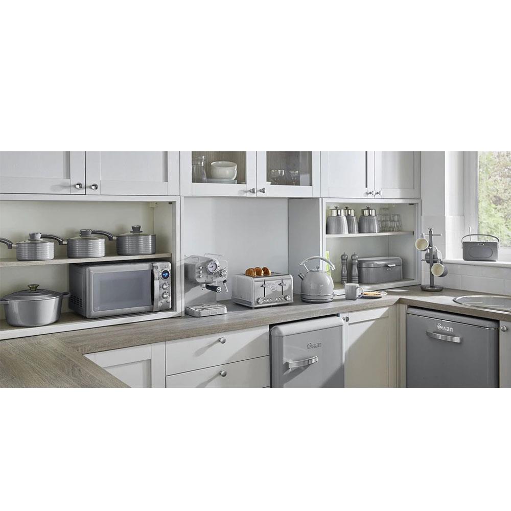 Swan Retro 4 Slice Toaster With Defrost Cancel And Reheat Functions 1600 W - Grey