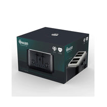 Swan Stealth 4 Slice Toaster With Defrost Reheat And Cancel Functions Stainless Steel 2000 W - Black