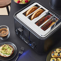 Swan Stealth 4 Slice Toaster With Defrost Reheat And Cancel Functions Stainless Steel 2000 W - Black