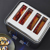 Swan Stealth 4 Slice Toaster With Defrost Reheat And Cancel Functions Stainless Steel 2000 W - Black