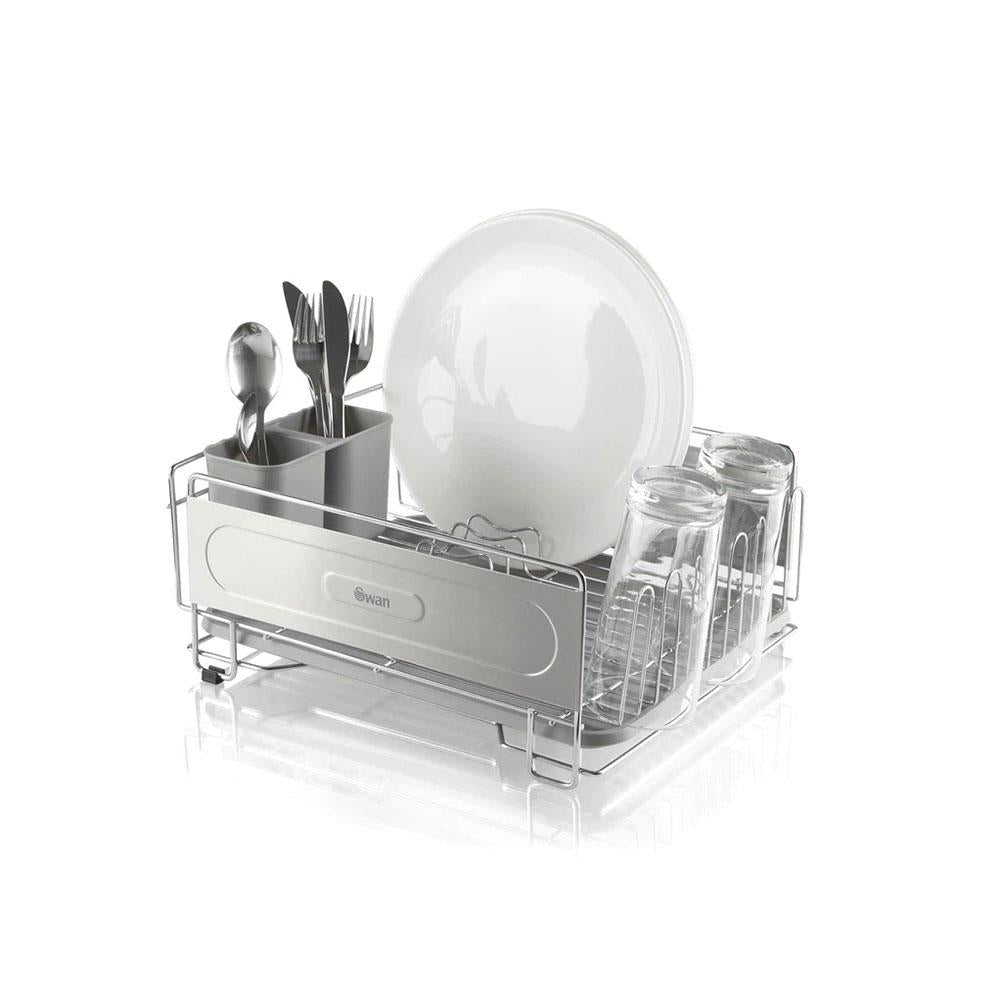 Swan Dish Rack Rust Resistant Dish Drainer With Anti Slip Feet And Drip Tray - Chrome Main image