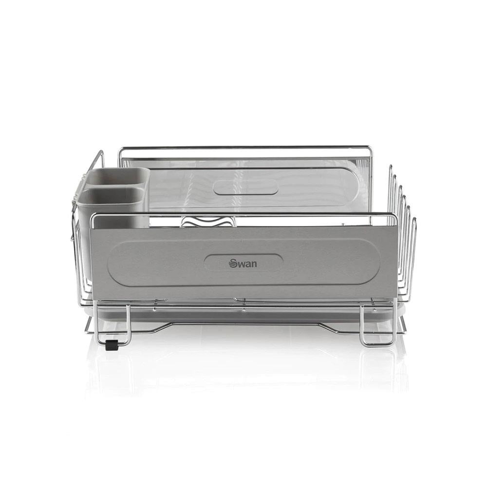 Swan Dish Rack Rust Resistant Dish Drainer With Anti Slip Feet And Drip Tray - Chrome