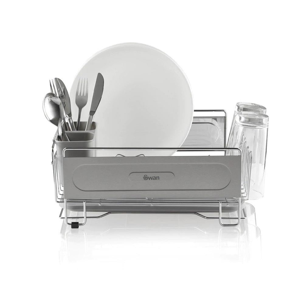 Swan Dish Rack Rust Resistant Dish Drainer With Anti Slip Feet And Drip Tray - Chrome