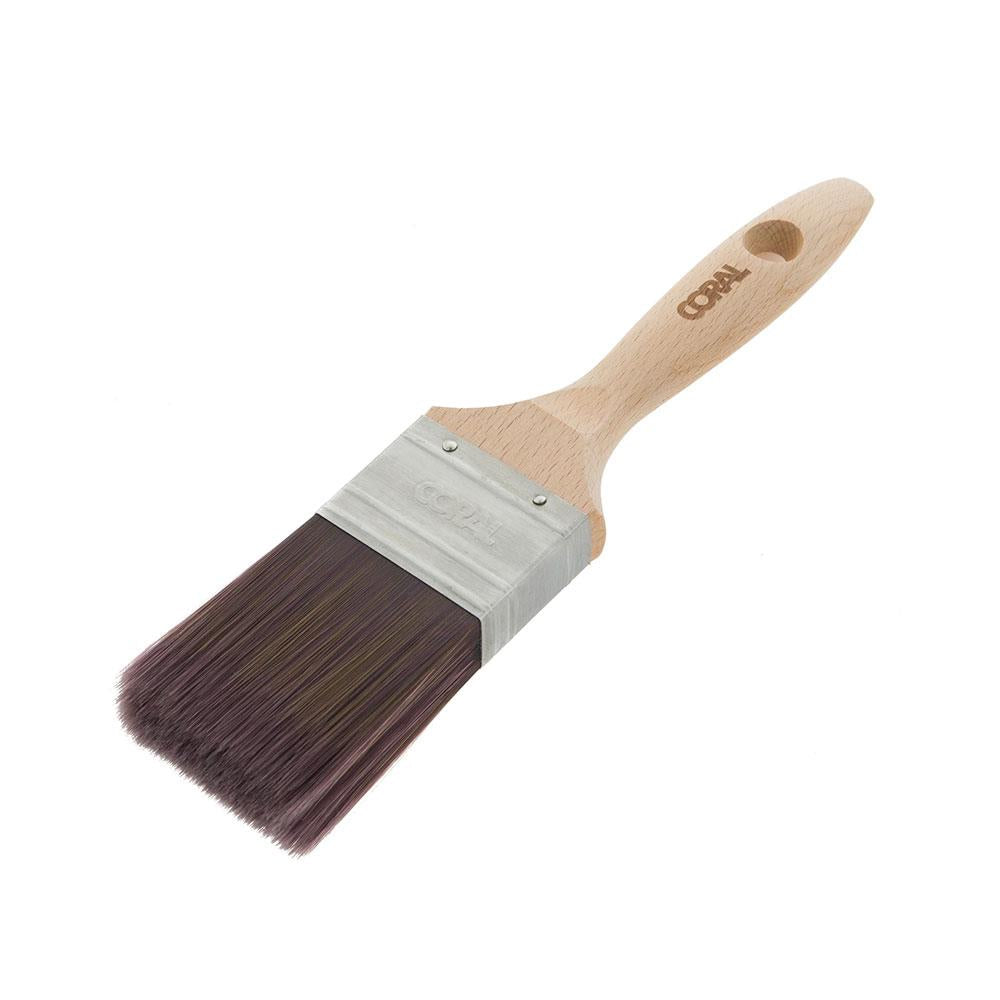 Coral Aspire Paint Brush With Fine Synthetic Bristle Paintbrush Head And Wooden Handle 2 Inch - Beige