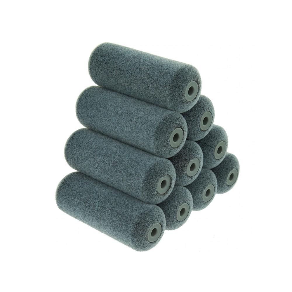Coral Aspire Paint Mini Roller Sleeve Cover With Flocked Surface For Wood Finishing 4 Inch 10 Piece Set - Grey