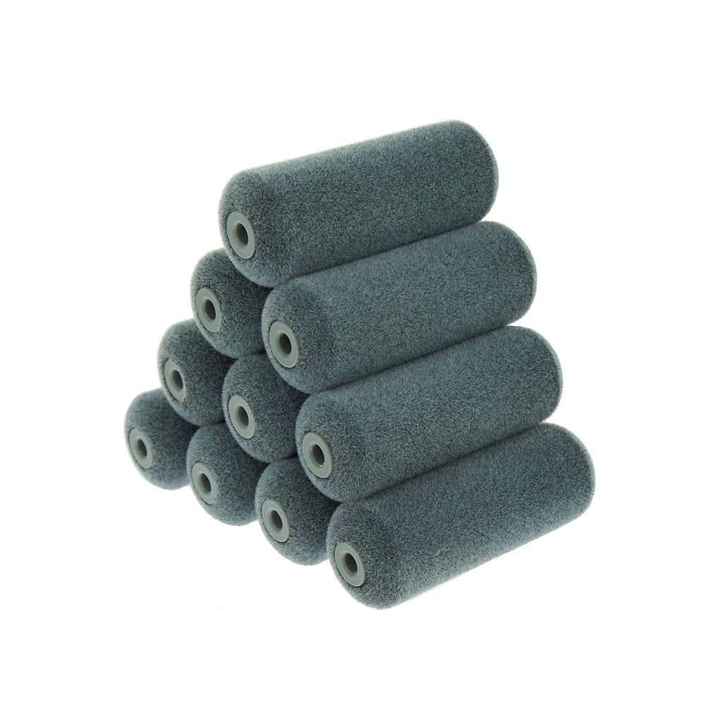 Coral Aspire Paint Mini Roller Sleeve Cover With Flocked Surface For Wood Finishing 4 Inch 10 Piece Set - Grey