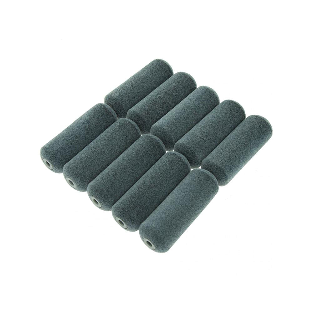 Coral Aspire Paint Mini Roller Sleeve Cover With Flocked Surface For Wood Finishing 4 Inch 10 Piece Set - Grey
