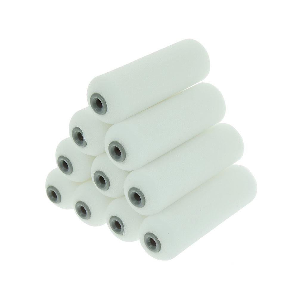 Coral Foam Coater Paint Mini Roller Cover With High Density Foam Sleeve Material 4 Inch 10 Piece Set - White Main image